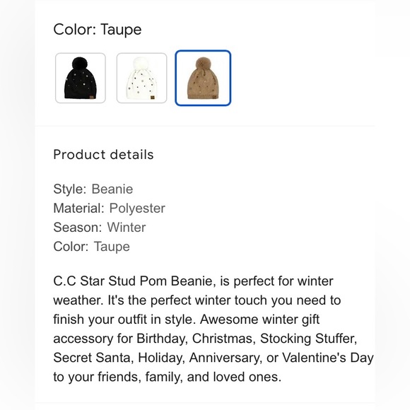 NWT C.C Pom Pom Tan Hat With Stars - Picture 7 of 8